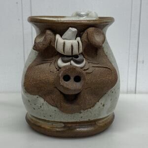 Mahon Pottery Clay Mug 3D Ugly Funny Pig Face Coffee Cup Hand Thrown